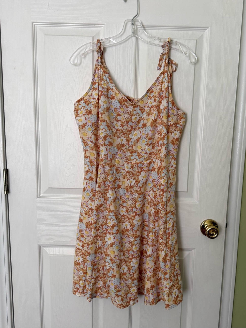 GAP Terracotta Blue Yellow White Floral Tie-Shoulder SunDress Mini Dress